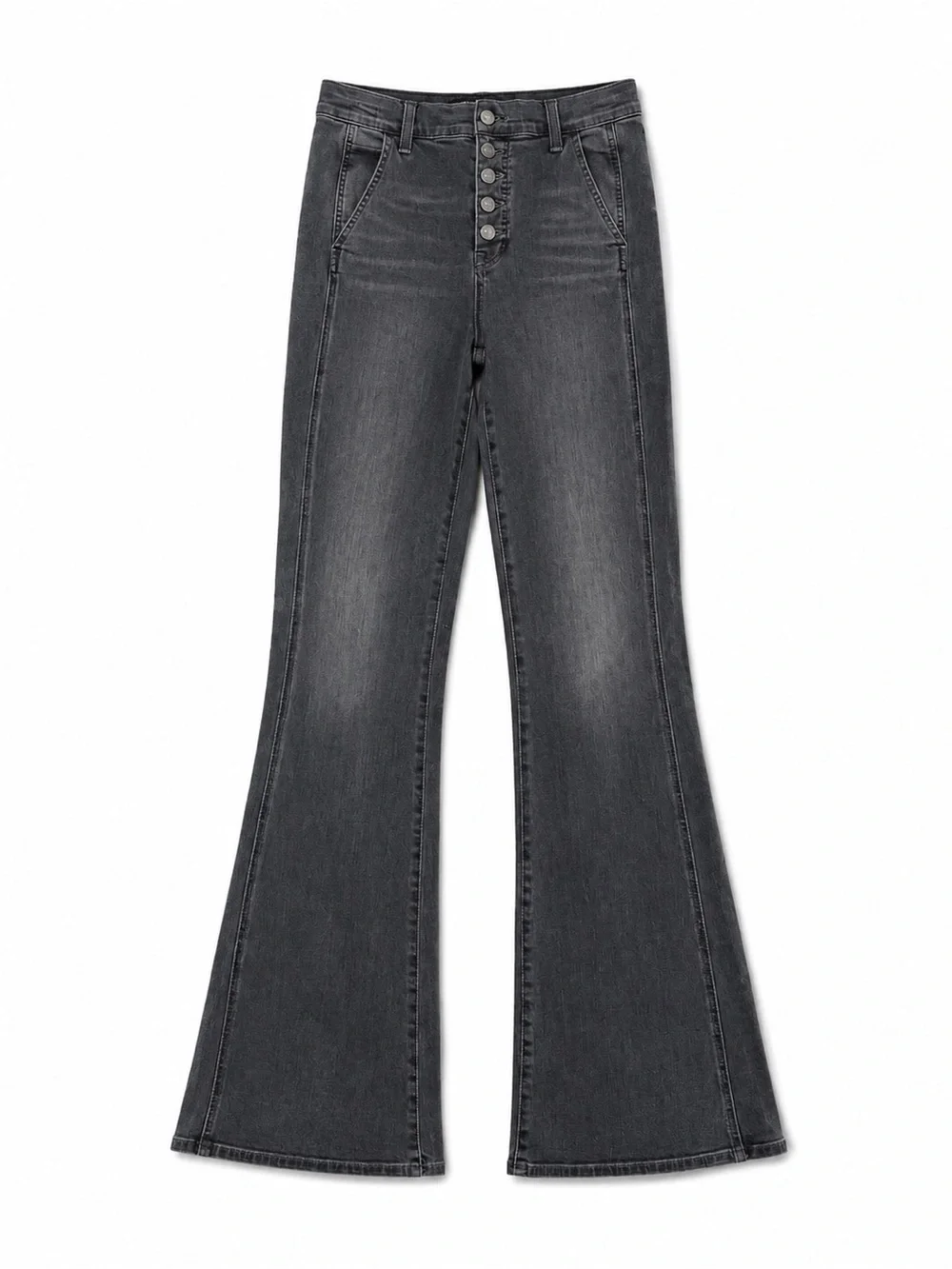 Veronica Beard Beverly Skinny Flare High Rise Jeans Size 27 Charcoal Gray Button